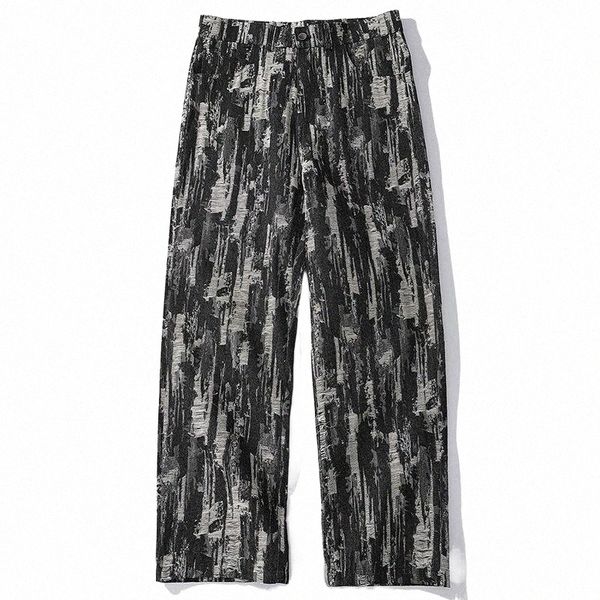 

men's pants 100% cotton black ripped pants men streetwear sweat sports wide fashion printed japanese overs men's trousers r8ew#