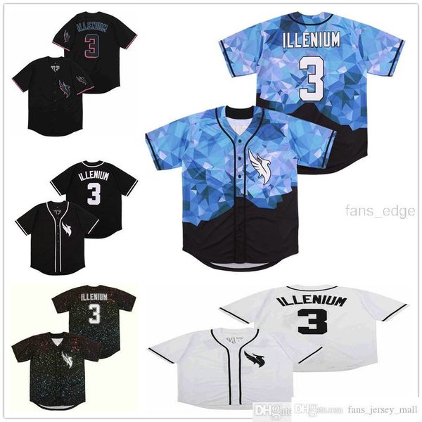 

men's baseball jerseys singer 3 dj illenium stitched jersey shirt white black fashion version diamond edition