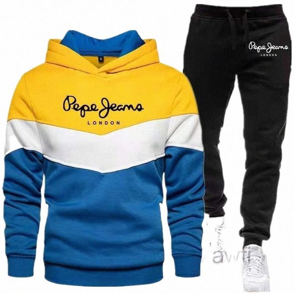 

men's tracksuits men's tracksuits hoodie suit printing trousers fashion men's autumn casual warm sports and two-piece outdoor, Gray