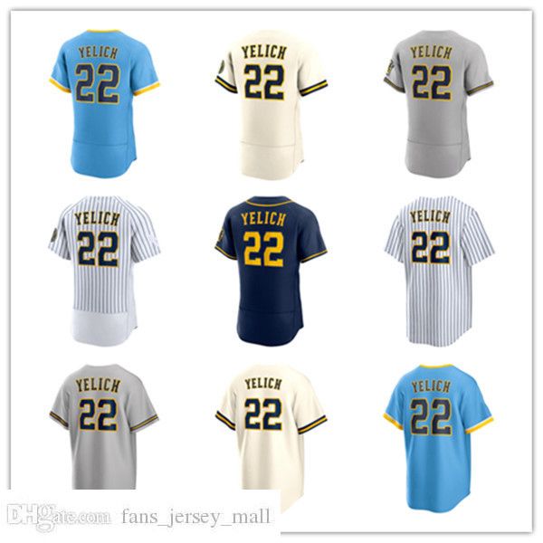 

baseball jerseys christian yelich 22 jesrey 2022 city blue white cream navy gray color button up men size s-xxxl stitched mix and match all, Black
