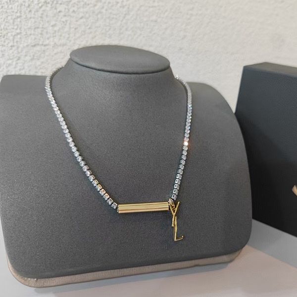 

new luxury fashion necklace designer jewelry party diamond pendant rose gold necklaces for women jewellery charm gift qqkr, Silver