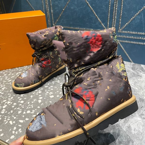 

white leather nylon pouch ankle combat boots platform wedges lace-up round toe block heels flat booties chunky luxury designer for women fac, Black