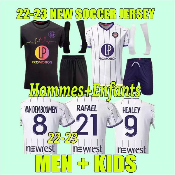 

toulouse fc soccer jerseys 2022 2023 maillot de foot home away rhys healey anriste bayo spierings adli 22 23 men kits kids football shirts u, Black;yellow