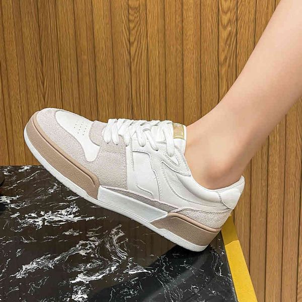 

casual shoes 2022 spring new f match board female color matching women's thick leather small white shoes, Black