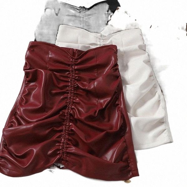 

skirts korobov vintage 2022 preppy style women skirts korean autumn streetwear mini high waist a-line pu faldas mujer r8oe#, Black