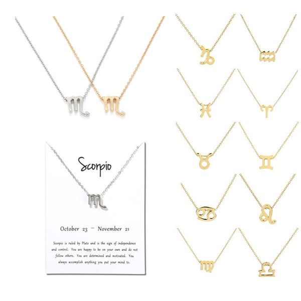 

personalized twelve constellations necklaces women choker pendant necklace horoscope zodiac virgo aries capricorn libra lucky jewelry gift, Silver