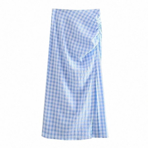 

skirts skirts nsz women plaid folds skirt summer high waist side slit checked midi 2022 r4cr#, Black