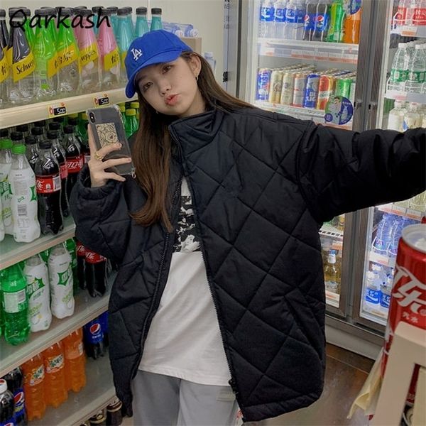 

womens down parkas parkas women thicker solid color fit harajuku simple winter zipperfly design female outerwear ins allmatch student fashio, Black