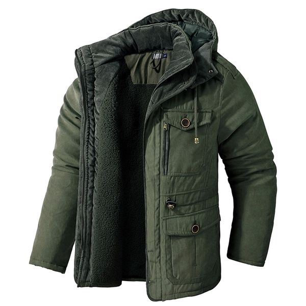 

mens down parkas mens thicken warm winter jacket cashmere fleece inner cottonpadded male windbreaker hooded outwear cotton parka snow coats, Black