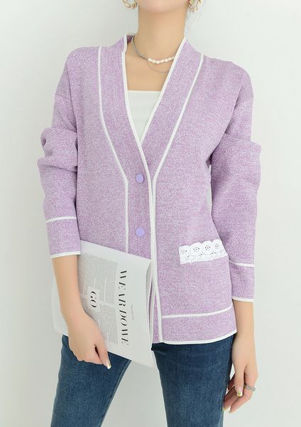 

women s knits tees lavender renda saku lengan panjang rajutan besar v atasan kardigan pra jatuh kasual modis wanita pakaian cocok gaun t shi, White