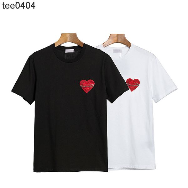 

chao brand palm tee brooch love embroidery short sleeve t-shirt men and women angelss lovers high street loose half sleeve, White;black
