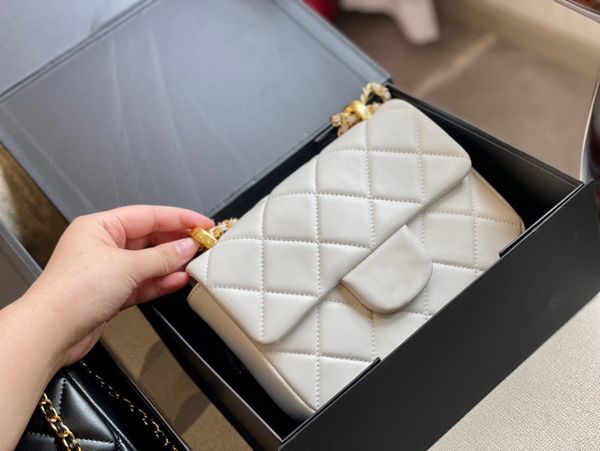 

22ss french women's classic bag mini flip small square bag fashion handbag sheepskin gold metal hardware matelass chain cross wallet ca