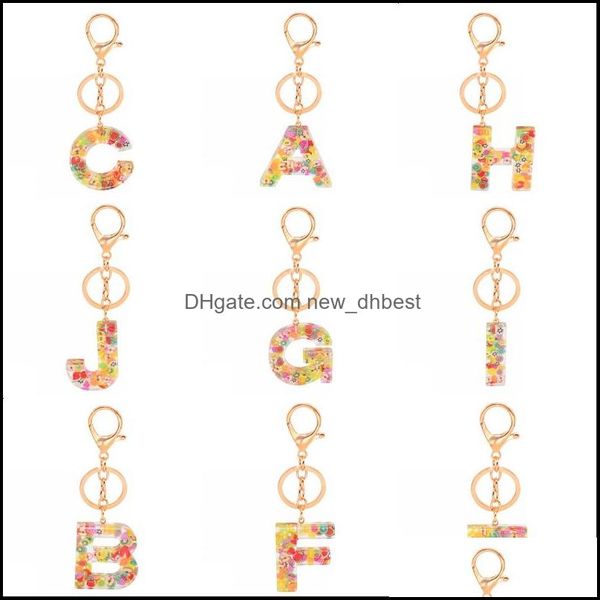 

key rings cute colorf letter keychain for women girl charm accessories 26 english initial acrylic key chain ring car handba newdhdhywn, Slivery;golden