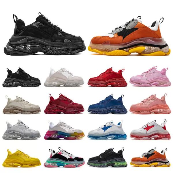 

triple s men women casual shoes luxury platform sneakers clear sole black white beige teal blue bred red pink mens trainers jogging walking