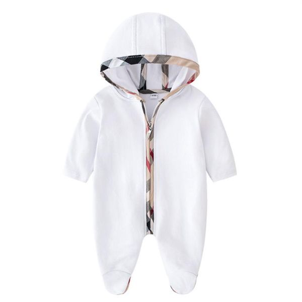 

baby kids romper infant boys plaid hooded jumpsuits toddler girl patch lattice long sleeve climb clothes newborn kids cotton diaper p00244h, Blue