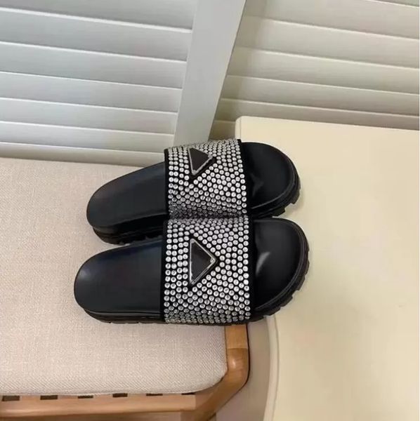 

crystal black white slipper women summer simple living bathroom antiskid slipper outdoor leisure flat bottom classic sandbeach sandal