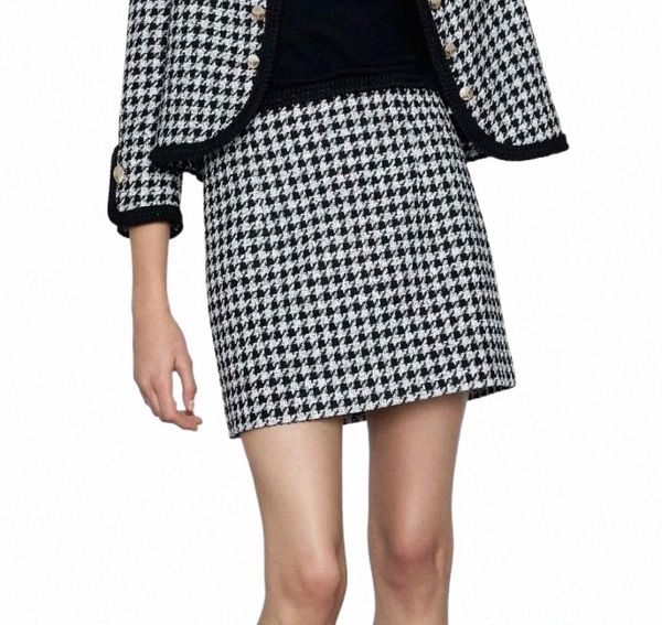 

skirts fashion women color matching zip short skirt ladies houndstooth straight mini skirts w4xg#, Black
