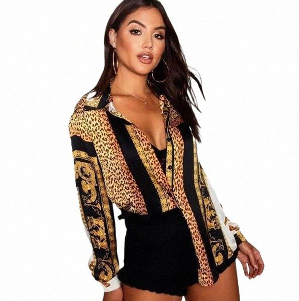 

women's blouses & shirts women's stitching fashion novel printed long-sleeved shirt personality blouse shirt 1 53va#, White