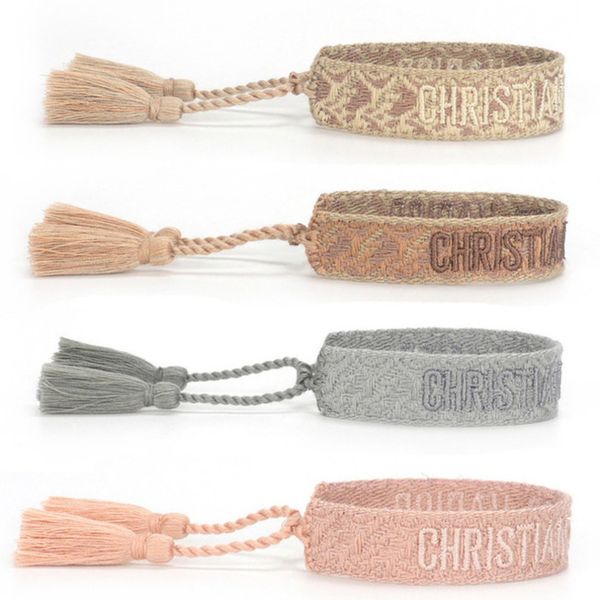 

fashion brand friendship charm bracelets bangles women men adjustable embroidery tassel bangle couple braided jewelry designer woven fabrics, Golden;silver