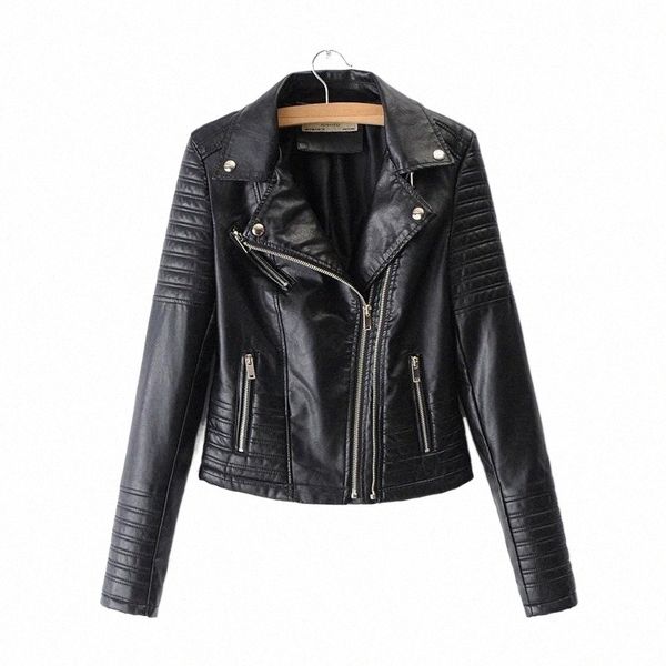 

women's leather & faux leather women's leather & faux jackets ladies streetwear black coat biker zippers outwear motorcycle long s