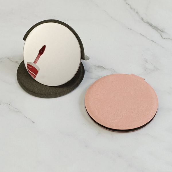 

mini round compact mirror elegant pocket makeup mirrors with pu storage package portable cosmetic tools
