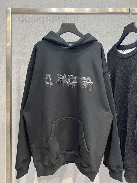 

men's hoodies & sweatshirts designer high version paris b jelly graffiti dissolving print loose hooded hoodie for men and women fleece, Black