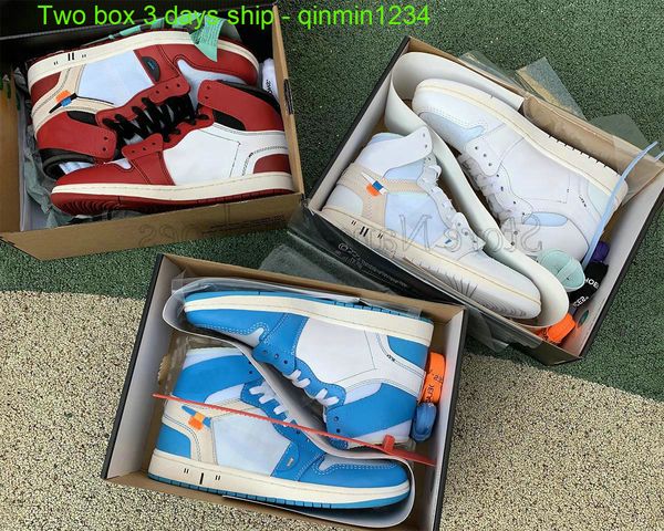 

with 2 box 3 days ship basketball shoes 1 high og jumpman 1s joint chicago red white designer basketball shoes unc blue men women off traine