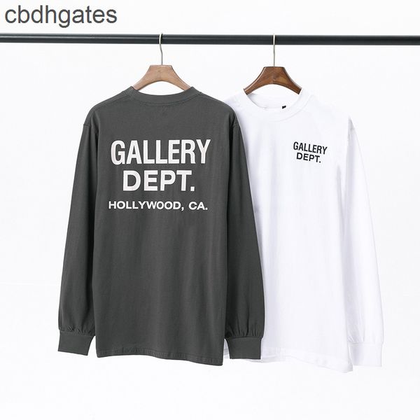 

t galleryss designer dept tee fashion shirts brand los angeles letter print round neck long sleeve t-shirt men's women's loose bo, White;black