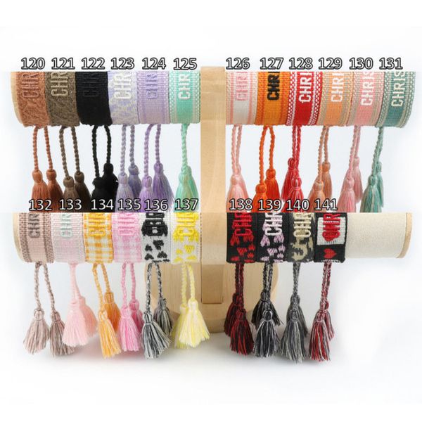 

classic fashion brand bangles bracelets luxury women men handmade signature embroidered woven tassel adjustable bracelet jewelry friendship, Black