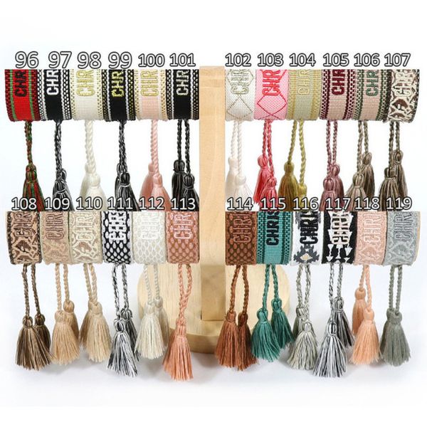

fashion brand classic bracelets chains jewelry bangles handmade embroidered link woven tassel adjustable women men lover gift chain bangle 8, Black