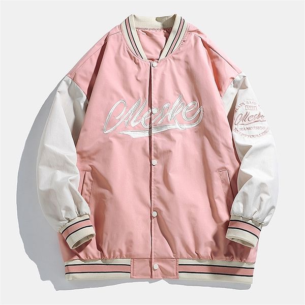 

mens jackets arrived couple baseball uniform trend fashion jacket couple loose long sleeves versatile fashion mens jacket 4xl 3xl 220902, Black;brown