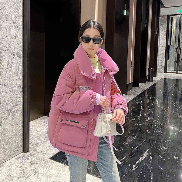 

women's down parkas 2022 women's stand collar new padded coat korean version loose down cotton coat mid-length winter fashion warm, Black