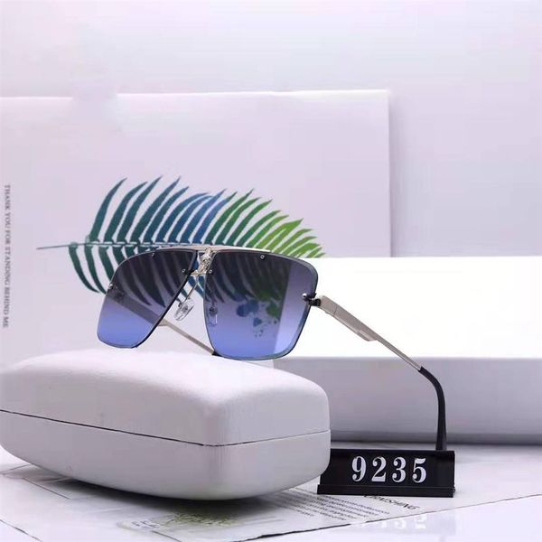 

9235 new luxury sunglasses for mens and women brand designer sunglasses wrap sun glass pilot frame coating mirror lens2340, White;black