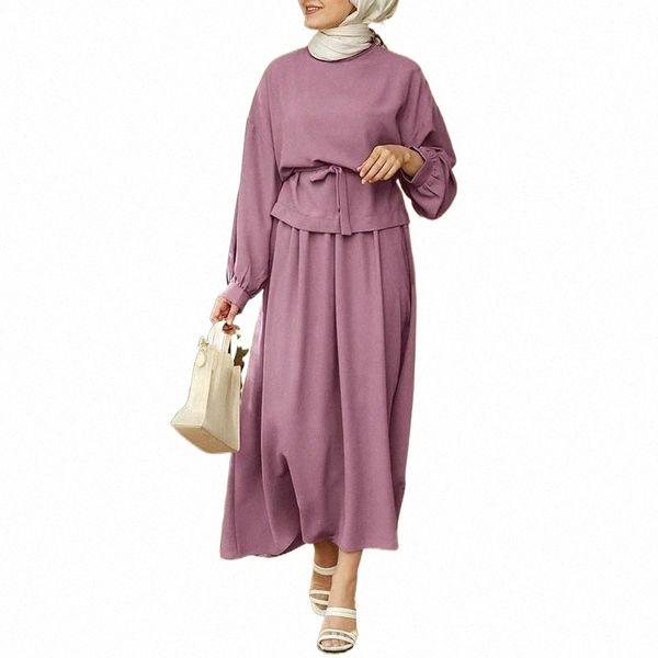 

ethnic clothing ethnic clothing women's fashion muslim sets long sleeve blouse a-line belted skirt suit kaftan street vestido marocain, Red
