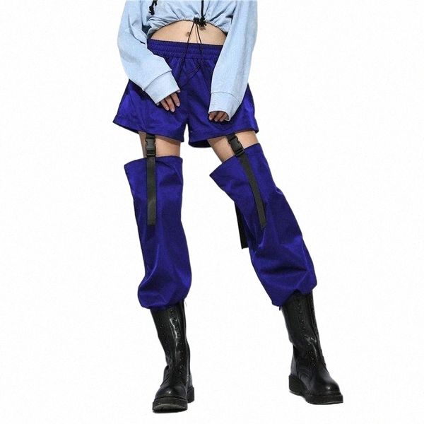 

women's pants & capris women's pants & capris cargo trousers street style high-waist buckle bandage patchwork detachable fashion l, Black;white
