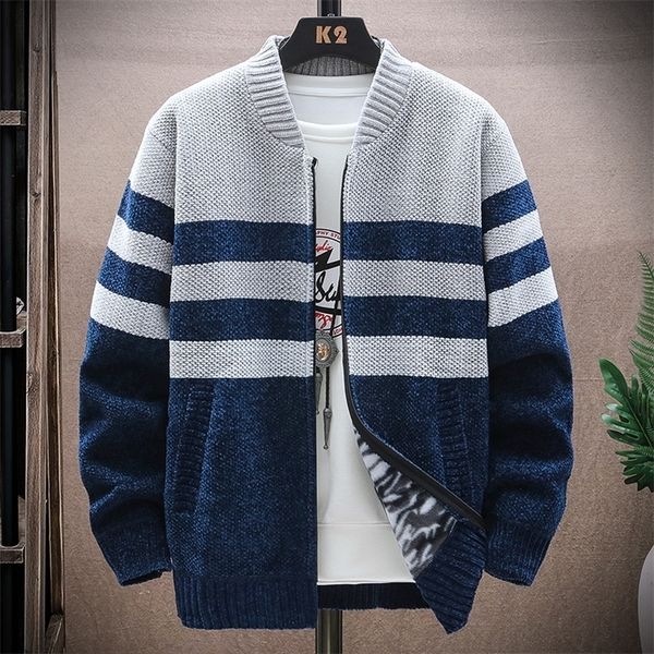 

mens sweaters autumn korean oneck mens thick sweaters with velvet mens cardigan knitted sweatercoats patchwork jacket male m3xl 8927 220901, White;black