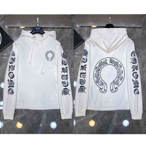 

luxury classic sweatshirts ch fashion men woman designer horseshoe sanskrit cross pullover hooded zipper sweater loose 1dzp, Black