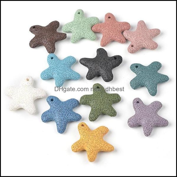 

stone 5cm star volcanic lava stone loose beads slide charm beaded pendant jewelry making accessories for bracelet neckla dhseller2010 dh37e, Black