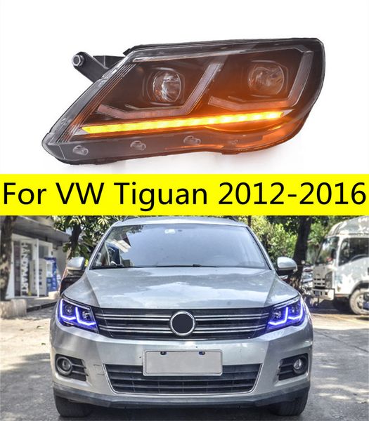 

2 pcs car lights parts for tiguan 2012-20 16 to 2022 type double l head lamps led headlight led dual projector facelift