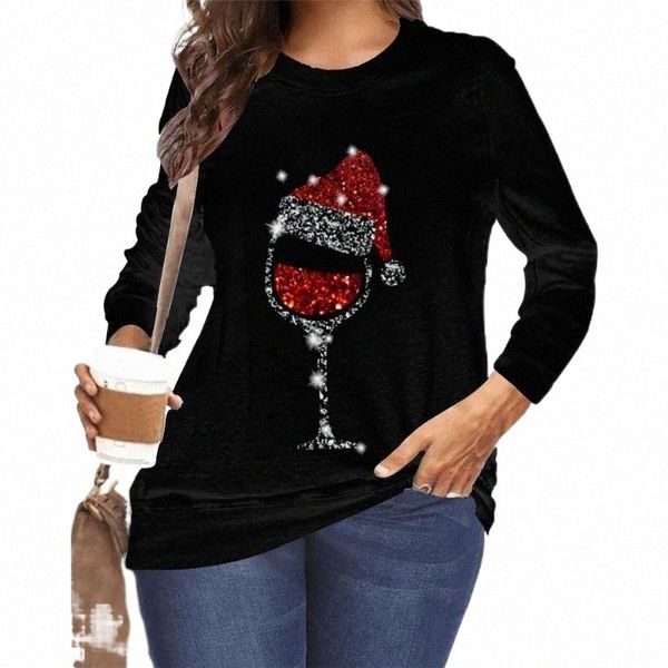 

women's hoodies & sweatshirts women's hoodies & sweatshirts 3d sweatshirt christmas red wine glass shiny santa claus 2021 trend lo, Black