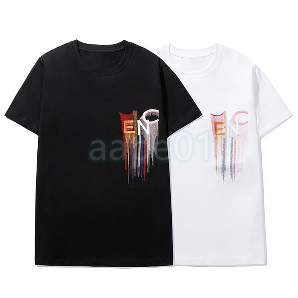 

mens t shirts designer womens fashion rainbow embroidery t shirt couples outside summer tees asian size s-2xl, White;black
