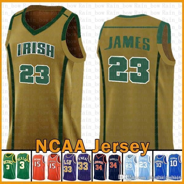 

basketball football jersey irish high school kyrie ncaa lebron 23 james irving dwyane 3 wade kawhi stephen 30 curry leonard sale jerse, Black