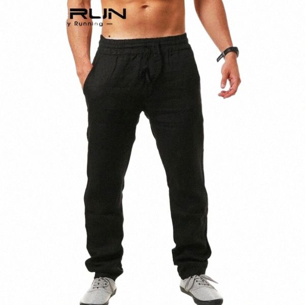 

men's pants vintage cotton pants mens breathable solid color leisure drawstring trousers cozy joggers men loose pantalones 5xl men&#039, Black