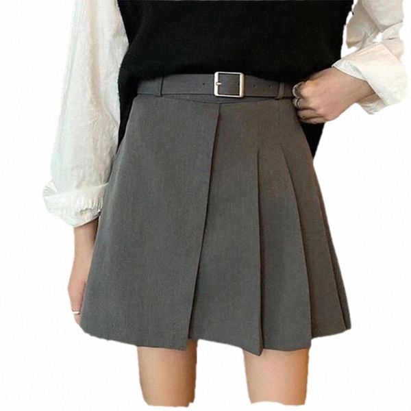 

skirts skirts 2022 spring and autumn pleated skirt high waist a-line casual versatile college style irregular g9zm#, Black