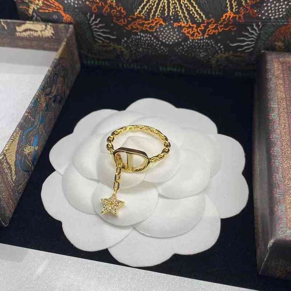 

plain 2022 new pig nose star ring women's fashion classic brass material, Silver