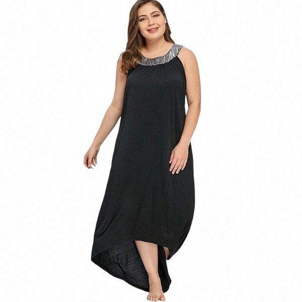 

casual dresses summer european / american commuter plus size hanging neck pullover solid color stitching loose dress for women casual dresse, Black;gray