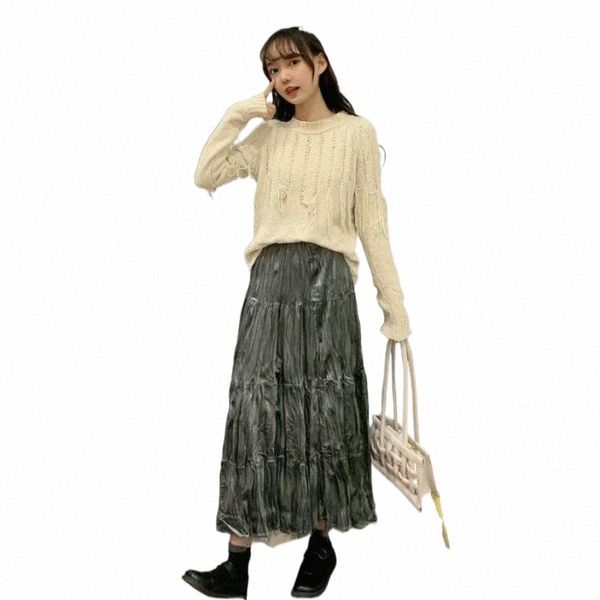 

skirts 2022autumn winter arrivals high waist slim fashion both sides wear a-line skirt simple casual women long skirts n4ee#, Black