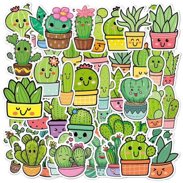 

50pcs ins style cactus pattern stickers pack for diy lapskateboard motorcycle decals