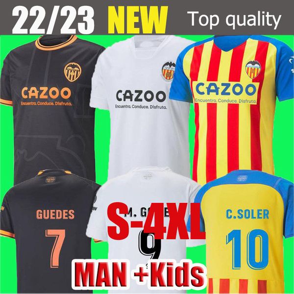 

22 23 valencia soccer jerseys guedes gameiro florenzi camisetas de futbol rodrigo gaya m.gomez jersey men kids kit football shirts 2022 2023, Black;yellow