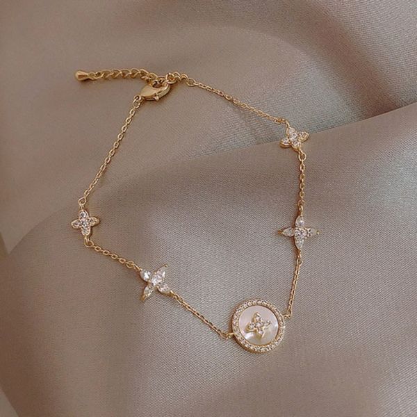 

classic women's bracelets brand zircon inlaid plum blossom cross light luxury fashion designer female high-grade feeling ring chain bra, Black